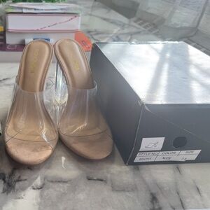 Posh Transparent and Tan Women's Mules